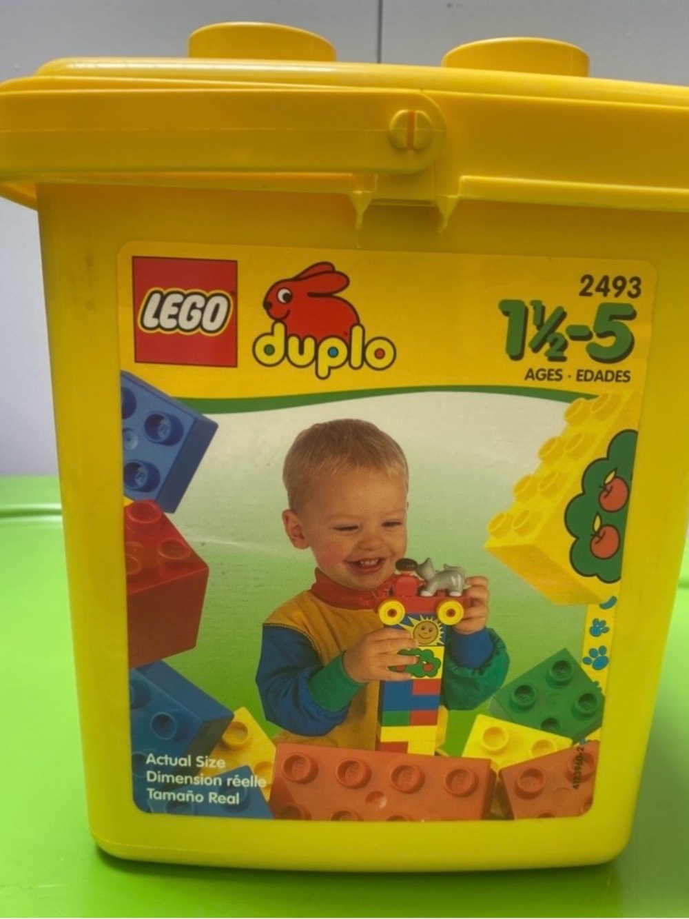 Lego Duplo Yellow Storage Tub with Bright Multicolor Blocks